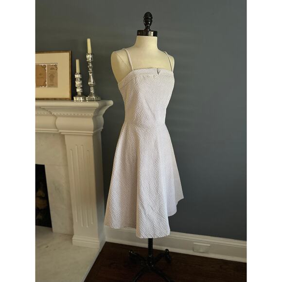 Isaac Mizrahi Seersucker Stripe Dress Preppy Minimalist OldMoney Retro Summer - Picture 4 of 11